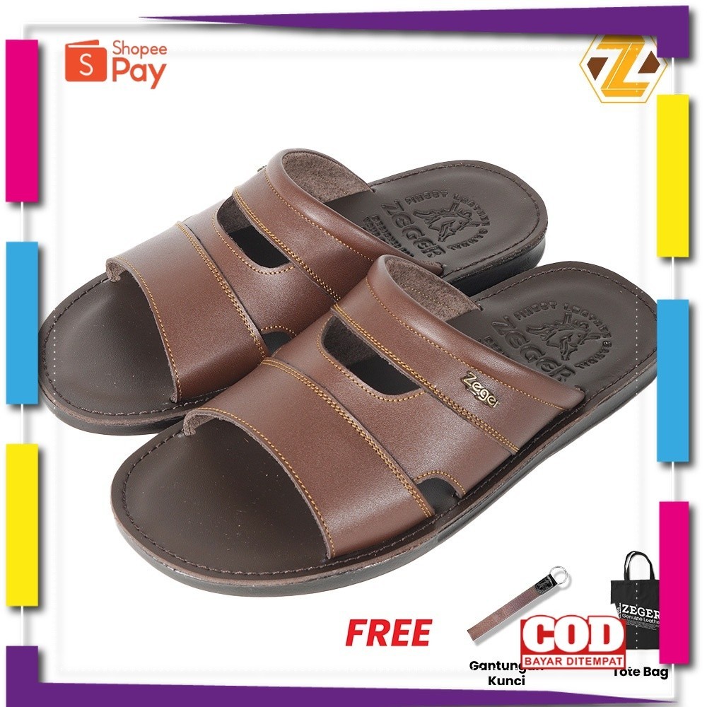 [PREMIUM ORIGINAL] ZEGER Sandal Kulit Pria Selop Kokop - TM 401