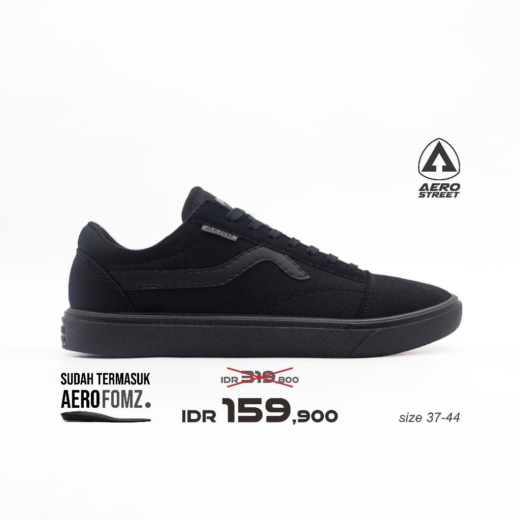 PROMO Aerostreet 37-44 Massive Low All Black - Sepatu Sneakers Casual