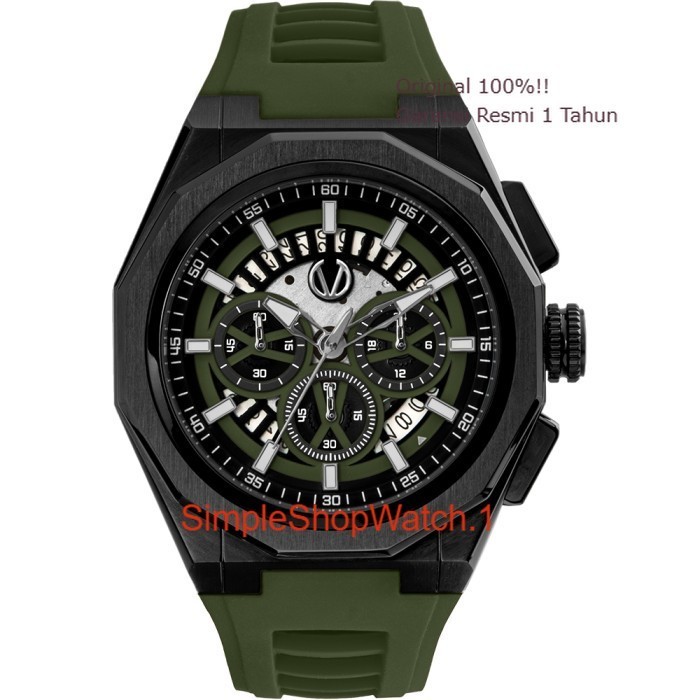 Original 100% Jam Tangan CHRIST VERRA Pria CV 12189G-36 BLK/GRN Garansi Resmi 2 Tahun