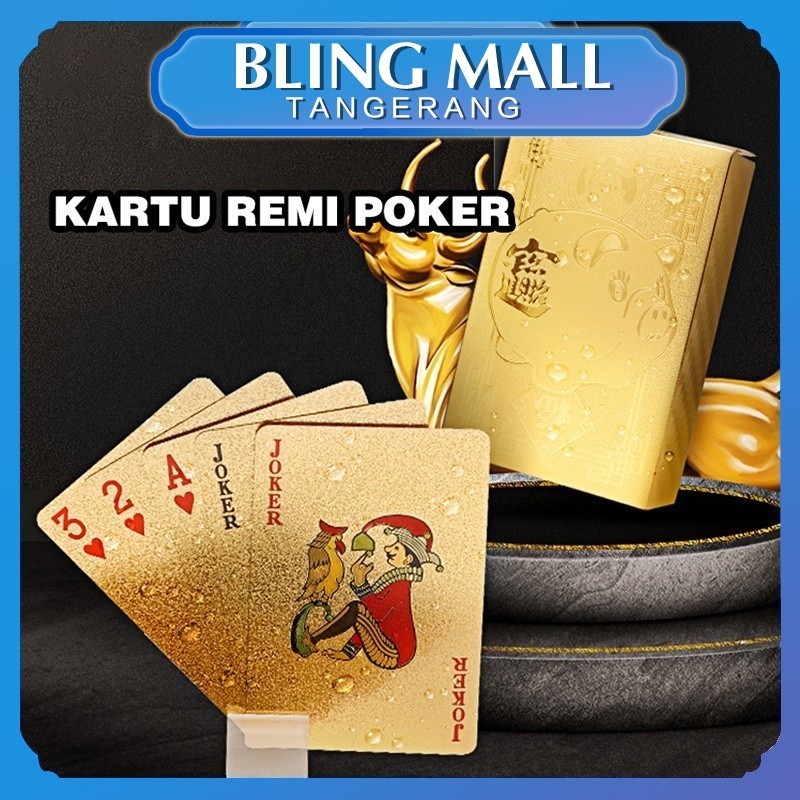 【Premium Buram】Kartu Remi Poker Emas Lapisan Anti Air Premium Kartu Remi Plastik PVC