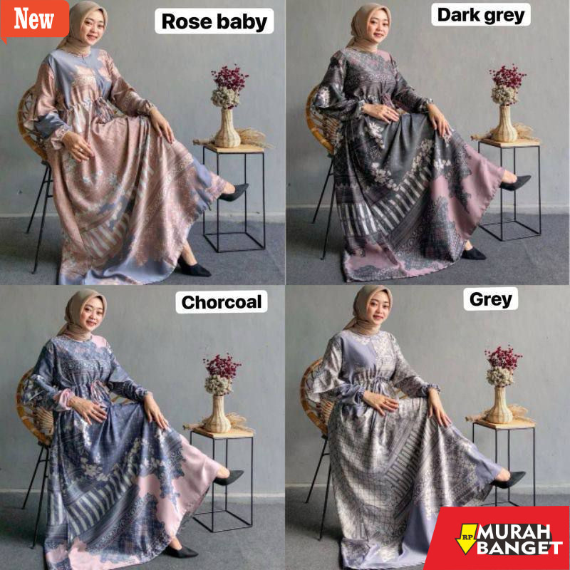 gamis kekinian tahun 2024 Dress Gamis Silky Premium || Gamis Wanita || Dress Kekinian || Dress Viral