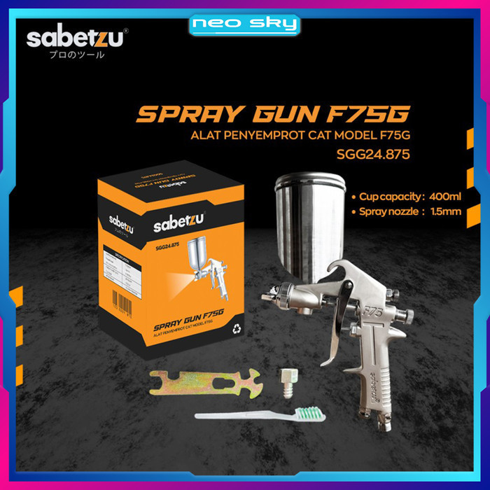 Air Spray Gun F75 Alat Semprot Cat Spraygun Mesin Kompresor Angin F 75 Tabung Atas 400 ML Semprotan 