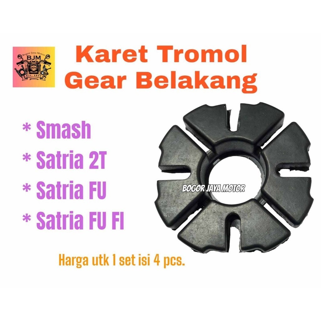 1 SET KARET TROMOL GEAR RODA BELAKANG MOTOR SUZUKI SMASH SATRIA 2T SATRIA FU SATRIA FU FI karet damp