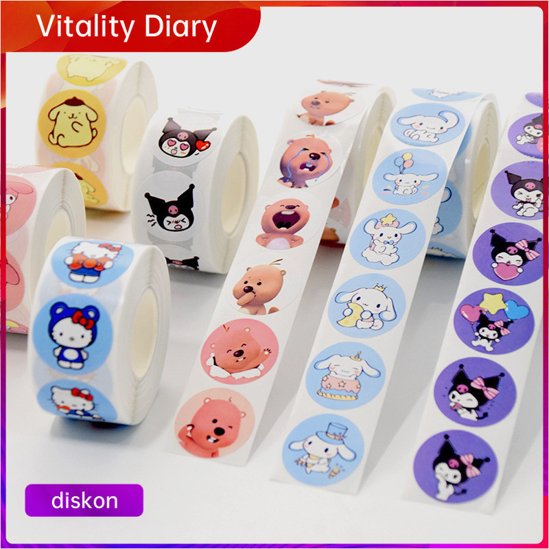 

【COD❤️】Stiker Kartun Sanrio Stiker Penyegelan Kuromi Melodi Stiker Bulat Lucu VDY