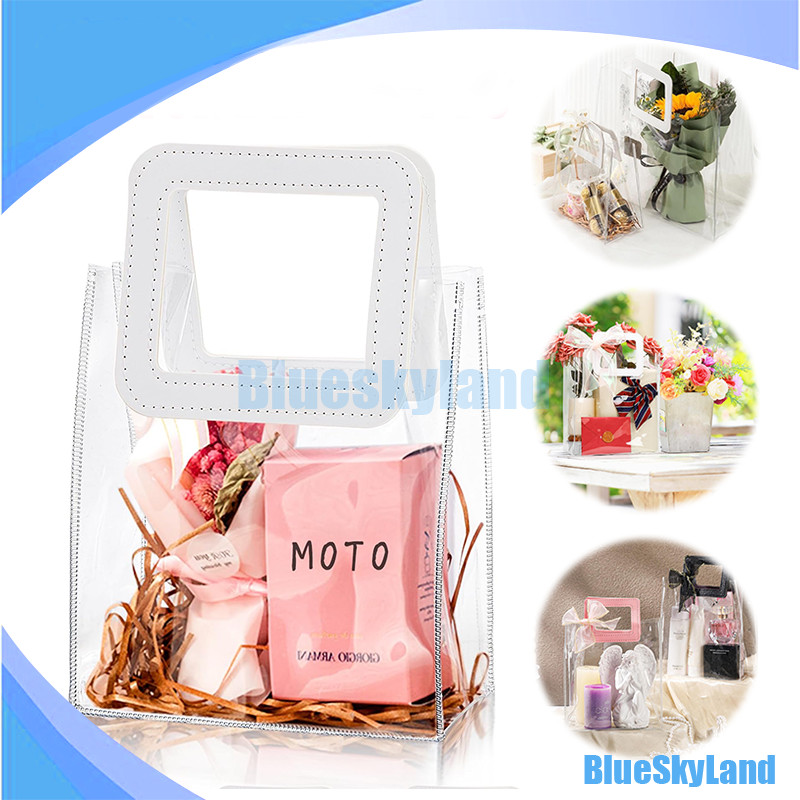 

Kantong Souvenir Ultah / Tas Mika PVC Handle Kulit / Tas Mika Transparan PVC / Goodie Bag / Tas PVC Transparan