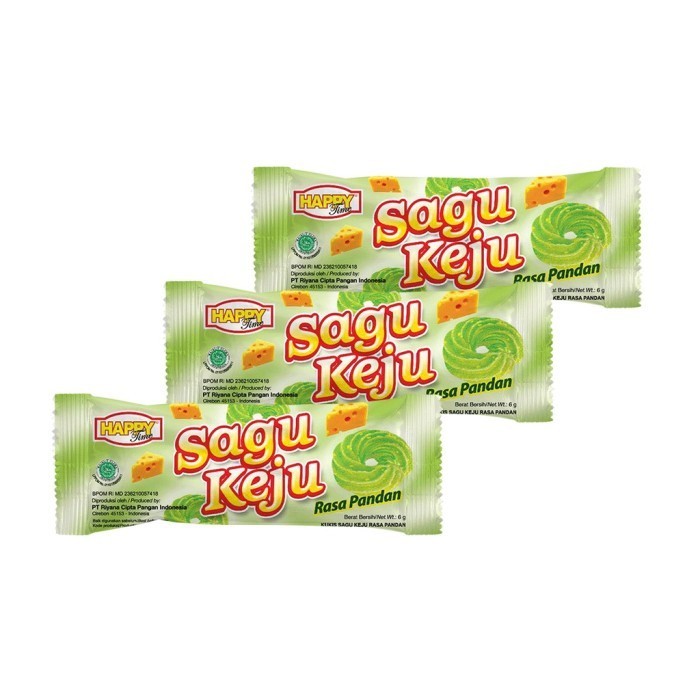 

Happy Time Sagu Keju Rasa Pandan 6g Isi 10pcs Cemilan Murah dan Enak