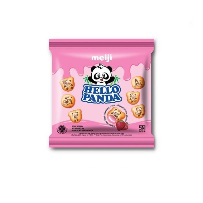 

Meiji Hello Panda Biskuit Isi Strawberry Cream 10g Isi 10pcs Cemilan Murah dan Enak