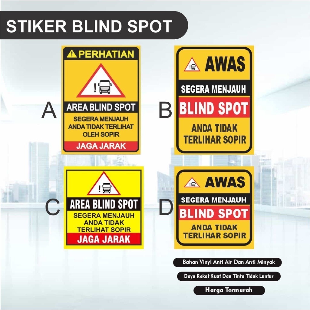 

Stiker blind spot kendaraan bermotor sticker mobil safety keselamatan K3, STIKER AREA BLIND SPOT multi Sticker
