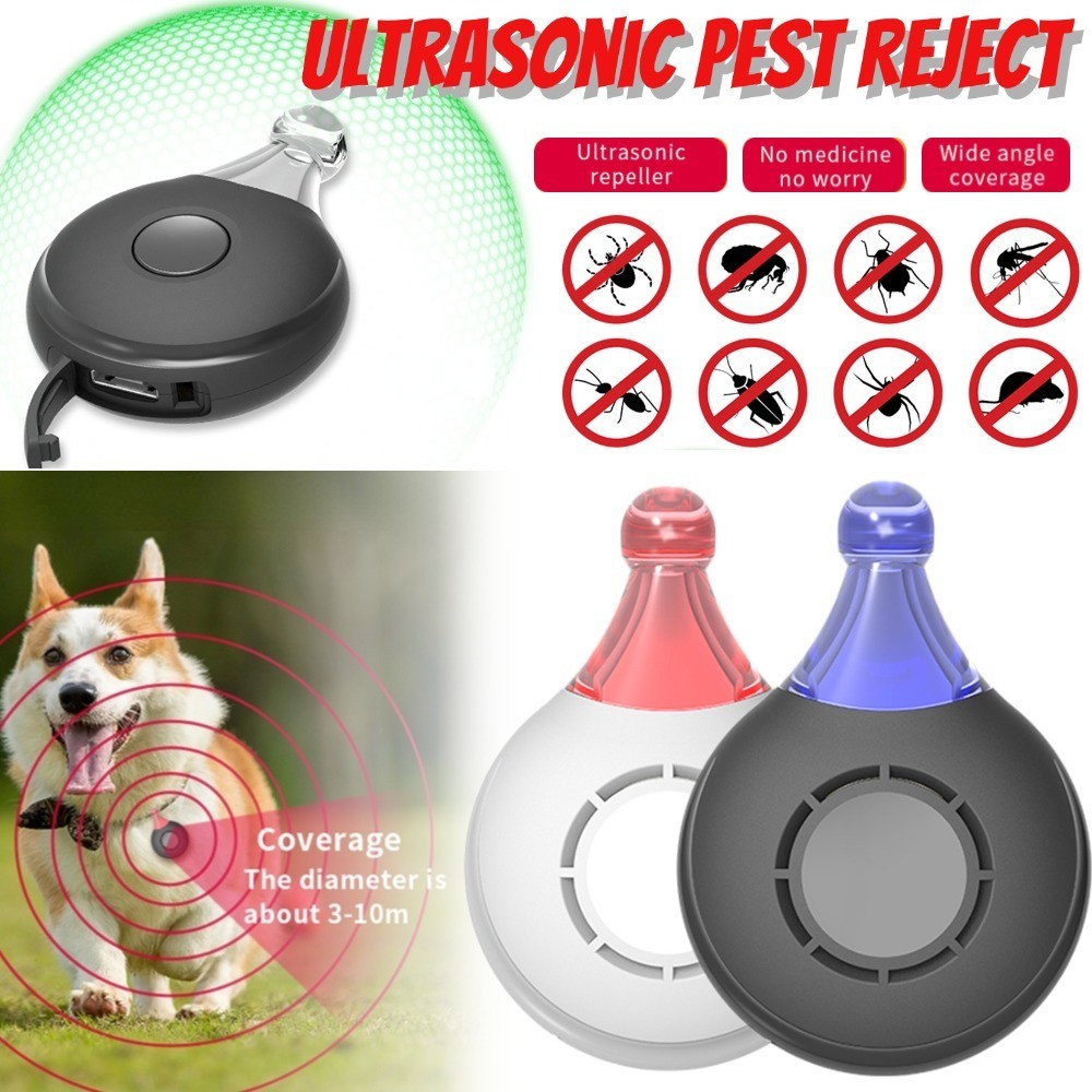 Portable Anti Bug Insect Ultrasonic Pest Reject Flea Tick Lice Repeller for Pets USB Rechargeable Ul