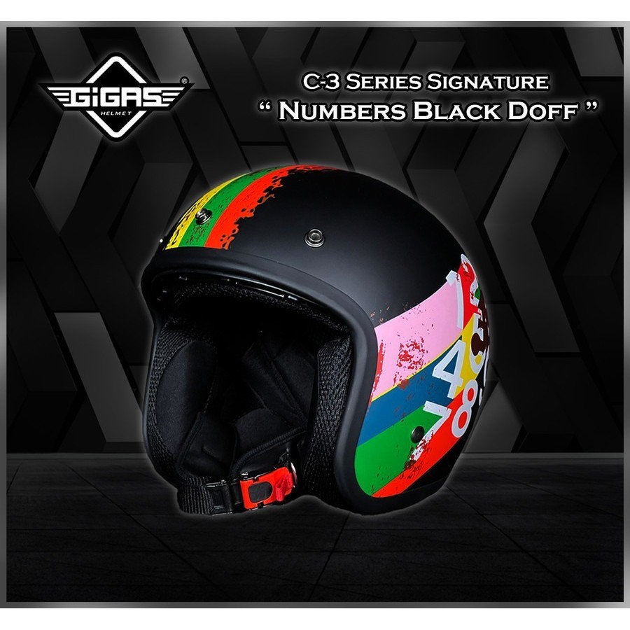 HELM RETRO GIGAS NUMBERS BLACK DOFF