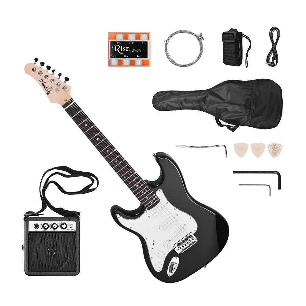 Muslady Electric Guitar Left Hand 21 Frets 6 String Paulownia Body Maple Neck Solid Wood with Speake