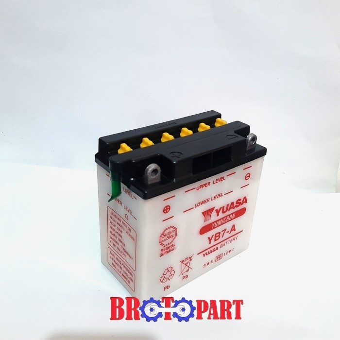 Aki Motor Suzuki Thunder 125, Beneli Petagonian Eagle YUASA YB7-A Aki Basah 12V 8Ah ORIGINAL