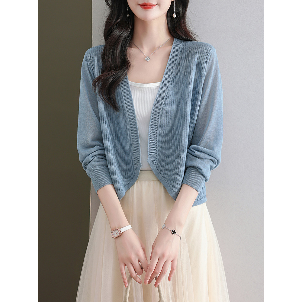 

High Quality Cardigan with Summer Ice Silk Knit Sweater, Women's Short Camisole Shawl, Small Jacket, Thin Style