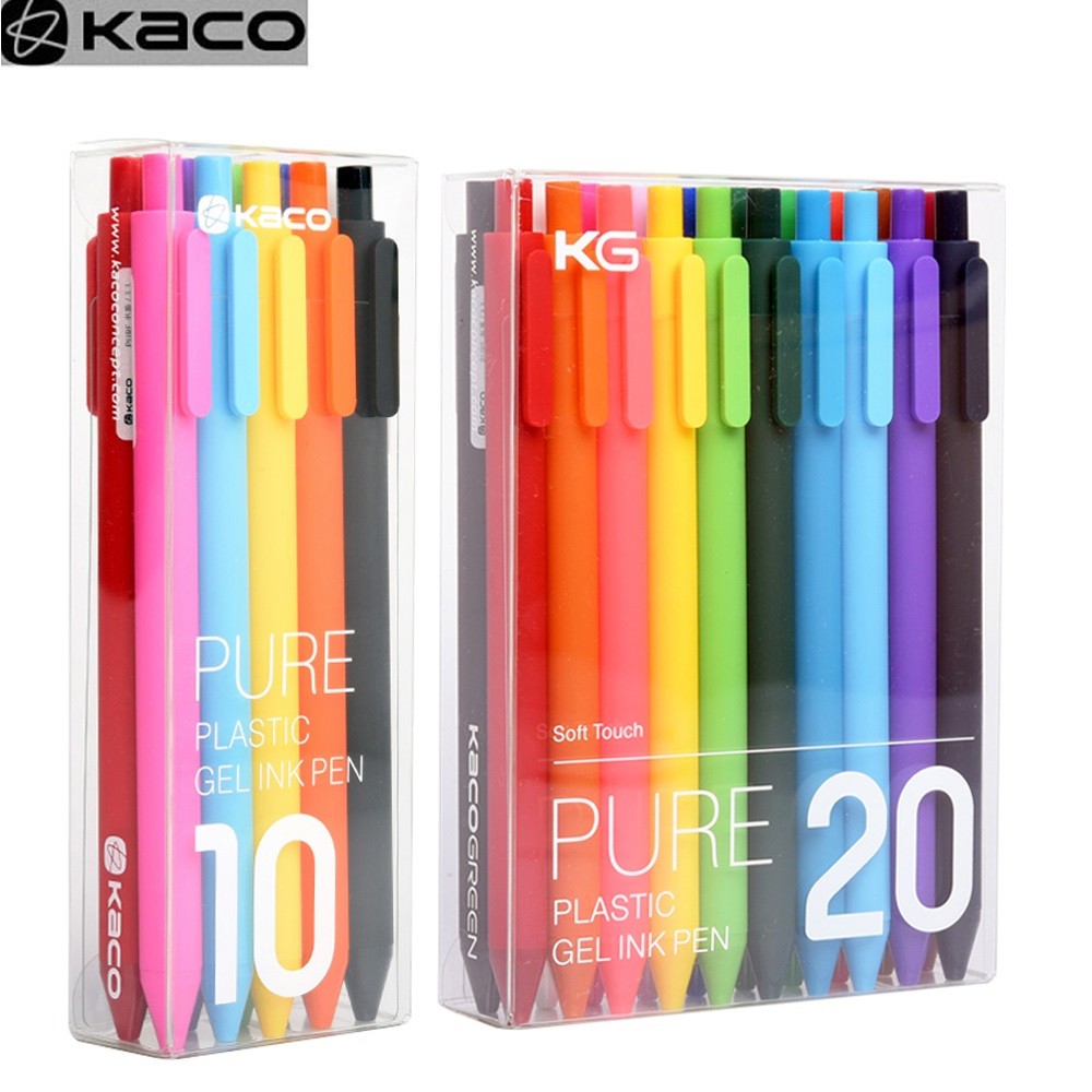 

Kaco 20/10 Assorted Colors Retractable Gel Pens 0.5MM Color ink Smooth Writing for Journals Notebooks Planner Drawing Stationery