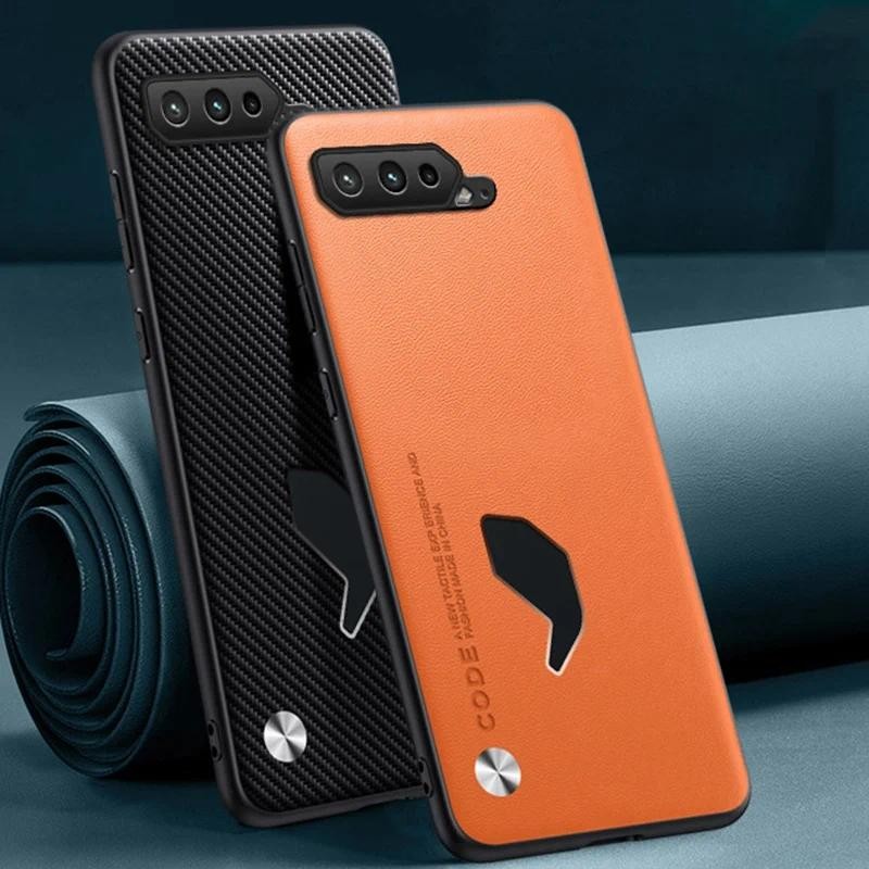 Untuk Asus ROG Phone 3 5 S 5S 9 FE case Serat Karbon Kulit Silikon Perlindungan Penuh Penutup belaka