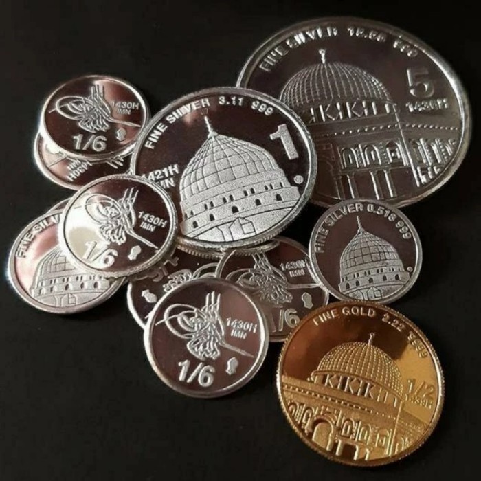 PAKET 10 PCS KOIN PERAK DIRHAM 1/6 DANIQ LOGAM MULIA  IMN NABAWI FINE SILVER COIN MINI (RD)