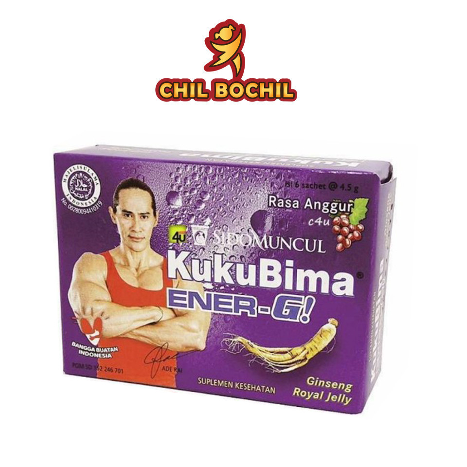 

KUKUBIMA ENER-G PER BOX ISI ( 6 SACHET X 4.5GR ) - SUPLEMEN KESEHETAN RASA ANGGUR KUKUBIMA ENER-G PERBOX - CHIL BOCHIL