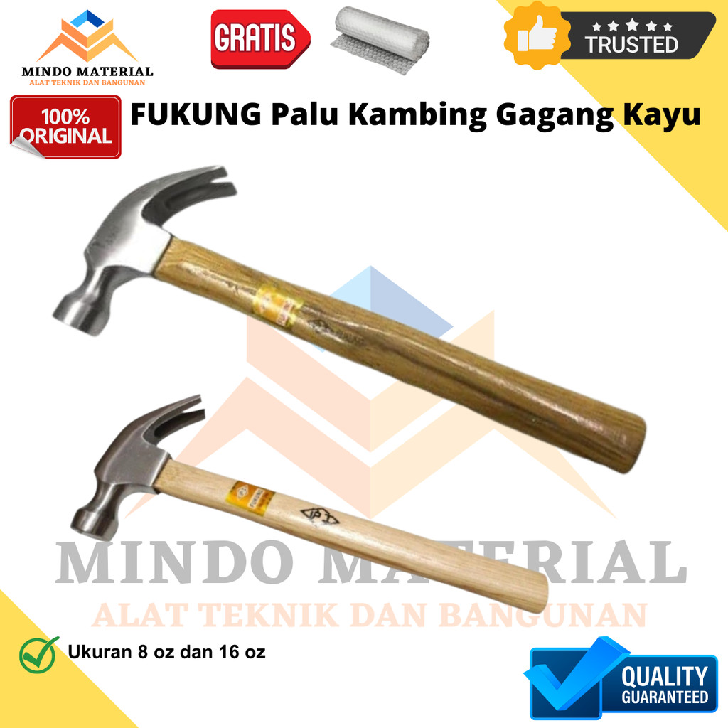FUKUNG Palu Kambing Gagang Kayu 8 16 Oz