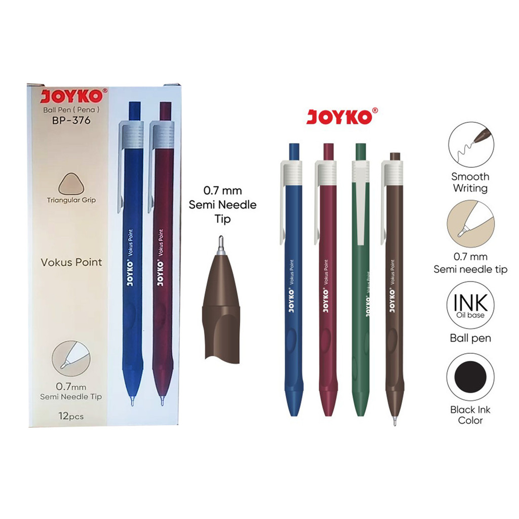 

PULPEN VOKUS JOYKO 1 PACK [BP-376] / BOLPOIN JOYKO BALLPOINT PENA 1 PAK / BOLPEN 1 BOX / ALAT TULIS SEKOLAH