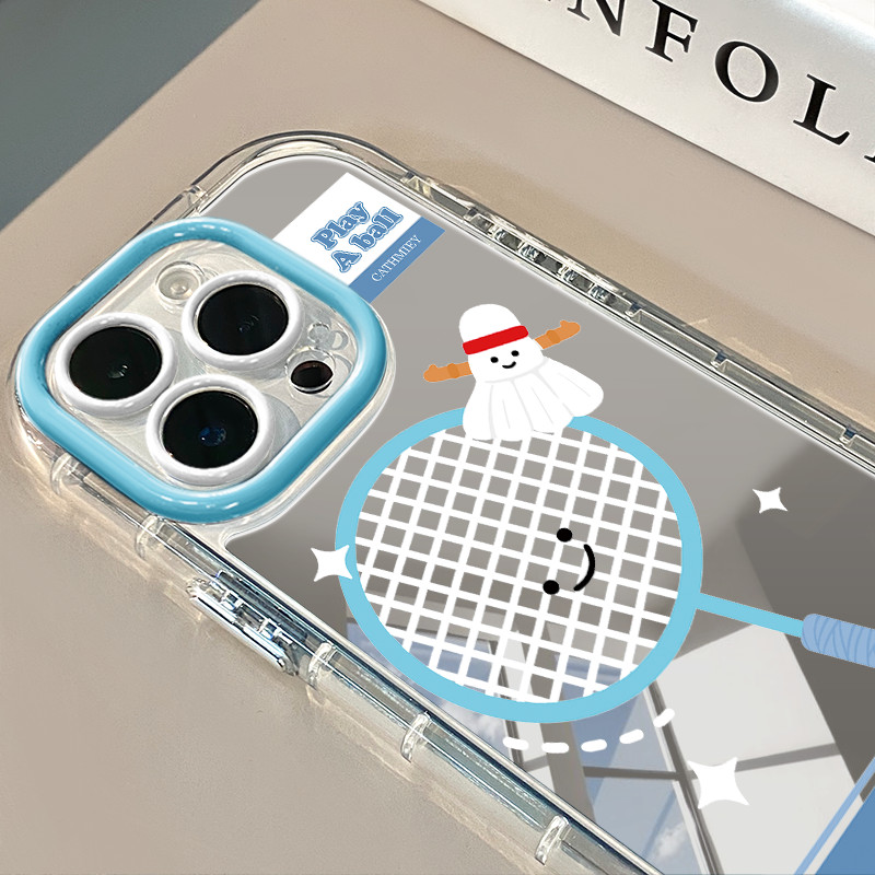 Kartun tenis meja bulu tangkis lucu Kompatibel Untuk iPhone case15PROMAX 15PRO 15PLUS 15 14PROMAX 14