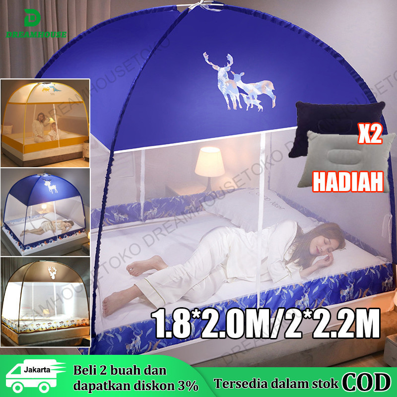 【2*Bantal Gratis】klambu tempat tidur jumbo 200x200 kelambu tidur tebal dan kuat 150x200CM/180x200CM/
