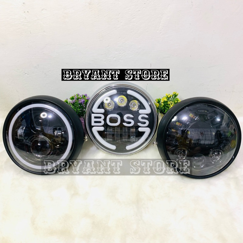 LAMPU + BATOK DEPAN DAYMAKER 7 INCH 19 TITIK LED DOT SAE 4 MATA LENSA 2 WARNA HIGH LOW HARLEY & JEEP