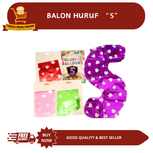 BALON HURUF "S" PULKADOT / balon huruf / balon ultah / ulang tahun