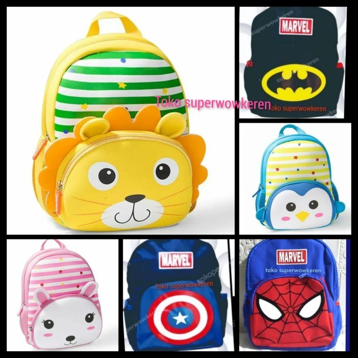 tas anak laki laki perempuan ransel karakter balita PAUD TK lucu - ironman