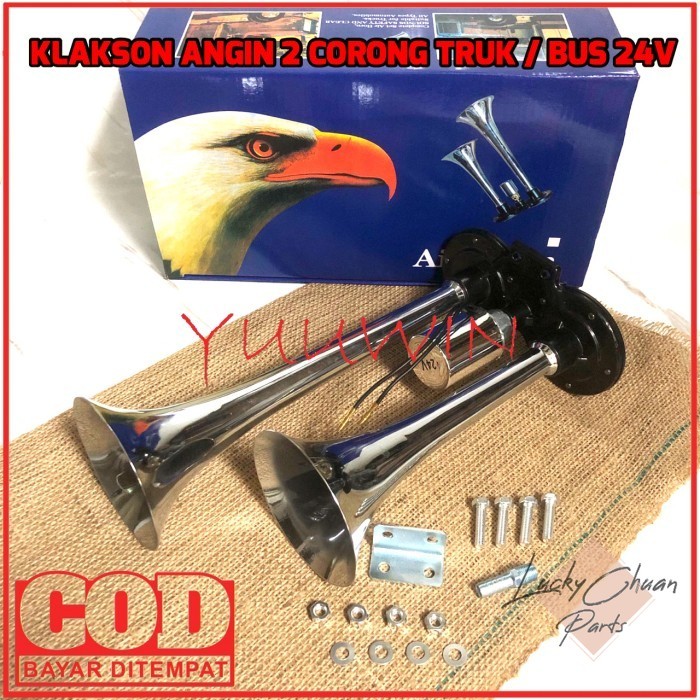 KLAKSON ANGIN 2 CORONG 24V - AIR HORN 24V - KLAKSON TEROMPET 2 CORONG LUCKYPARTS