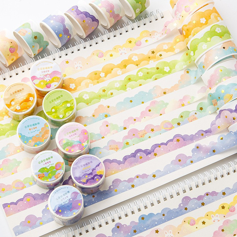 

[Hercyna] 1pcs Washi Tape Cloud Series / Sticker Deco Masking Tape Hiasan Scrapbook Bujo Journal