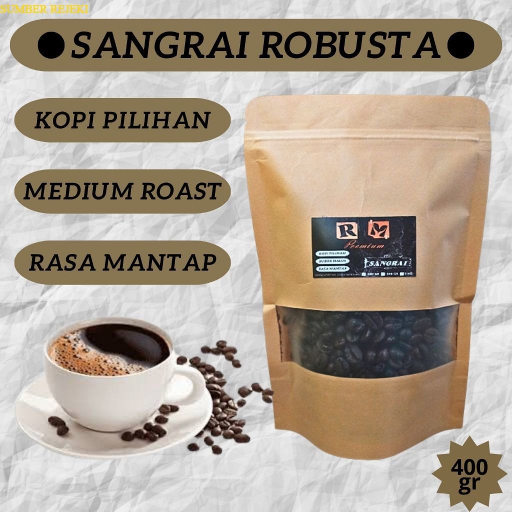 

Kopi biji sangrai Robusta isi 400 gram Medium Dark