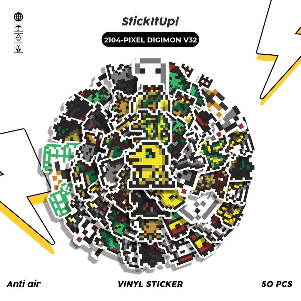 

COD✨ 50 Pcs Stiker PIXEL DIGIMON V32 Lucu Anti Air Untuk Dekorasi Notebook Sepeda Skateboard Handphone DIY