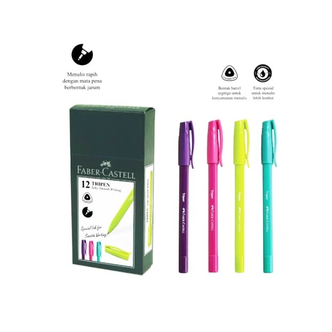 

Pulpen Tripen Faber Castell Bulpen Bentuk Segitiga Triagonal 0.5 mm 1 Pack Lusin 12 pcs