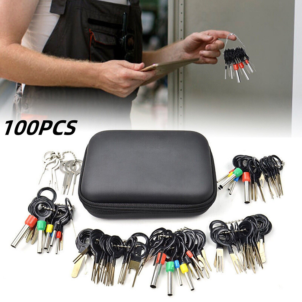 100Pc Pin Ejector Wire Kit Extractor Auto Terminal Removal Connector Puller Tool Direct Replacement 