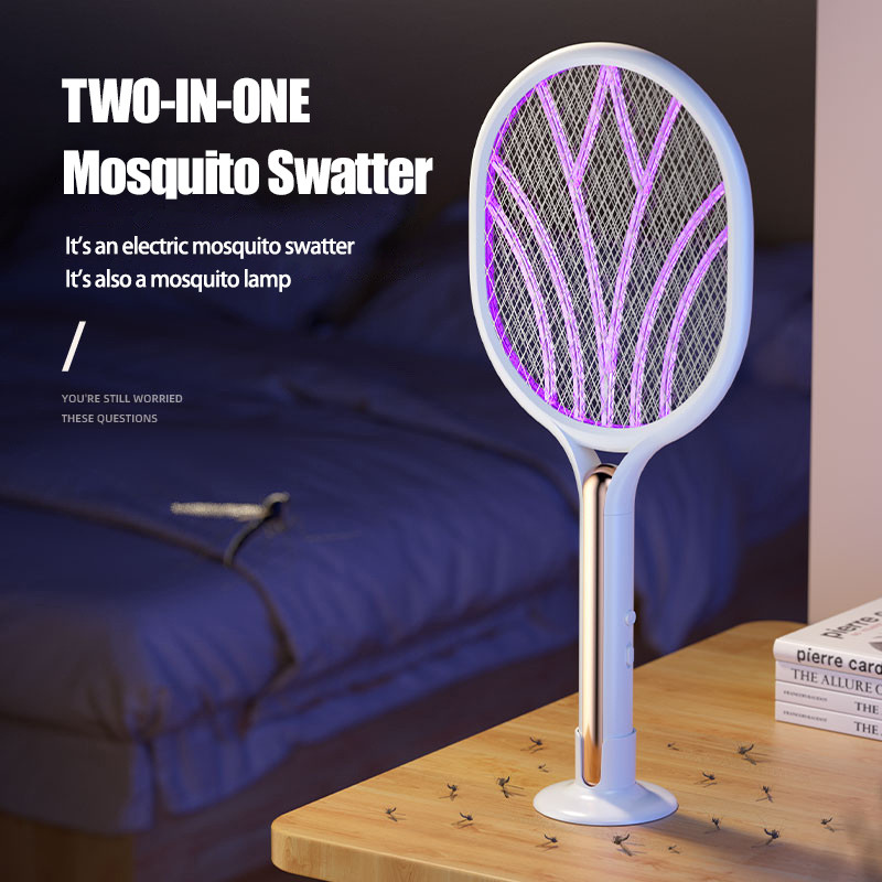 

Electric Shock 2-in-1 Mosquito Killer LED Trap Flies Swatter USB Rechargeable 3000V Household Bug Zapper Mosquito Trap
