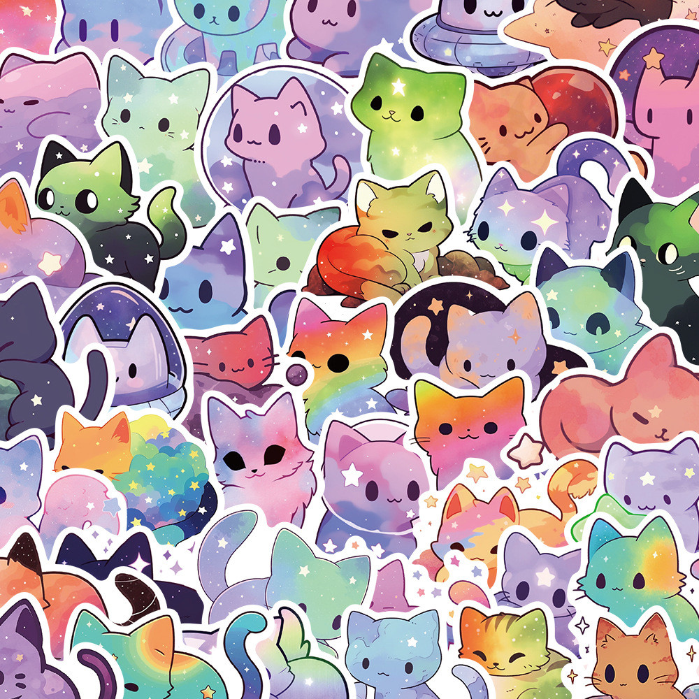 

10/30/50pcs Colorful Cute Animal Cat Stickers Waterproof Decals Graffiti DIY Suitcase Skateboard Scrapbooking Diary Bike Guitar