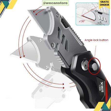 

(ASJ) AIRAJ Pisau Cutter Lipat Folding Utility Knife Angle Adjustable 18mm - 1358