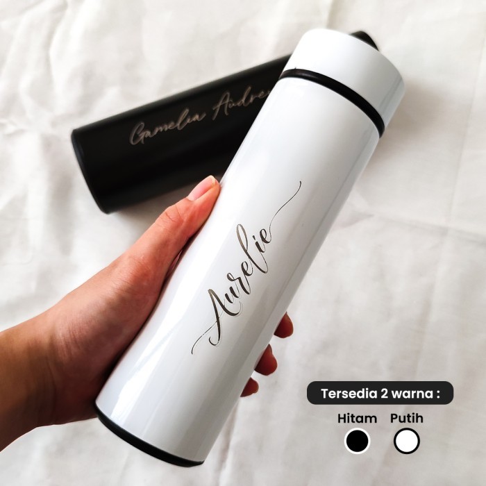 ✨NEW✨ -Tumbler LED Botol Minum Tumblr Stainless Custom Grafir Nama Thumbler - LED Hitam, Polos