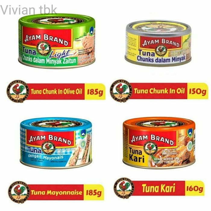 

vv Ayam Brand Tuna Chunk in Olive Oil / Curry / Mayonaise Kaleng Murmer - Chunk in Oil