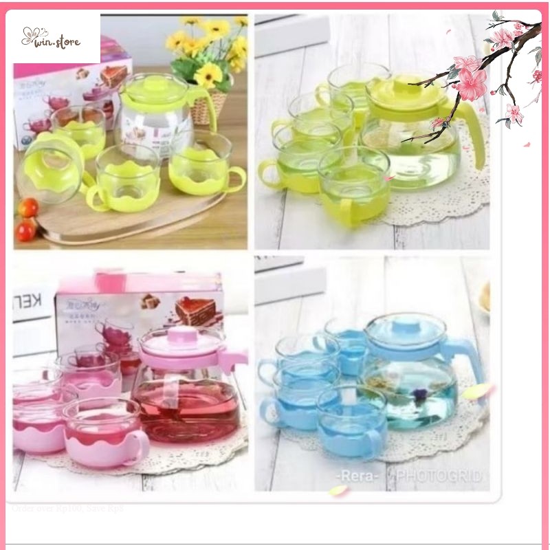 Set Tea Hampers / TEA POT KACA SET ISI 5