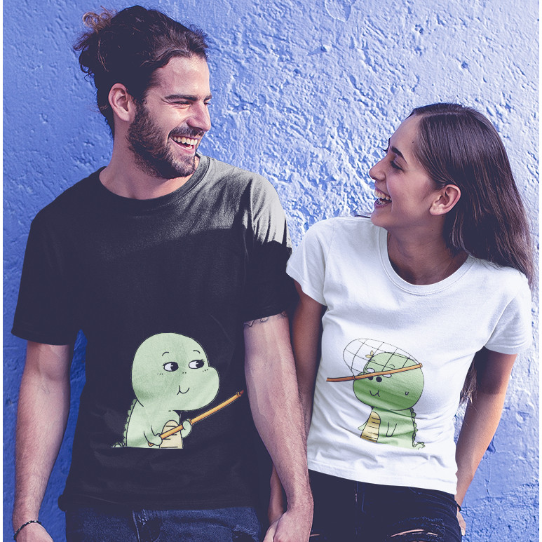 T-shirt Kaos Couple Pasangan Dino Katak JARING  Pacar Kapel Kapelan lucu unik katak kodok jepang