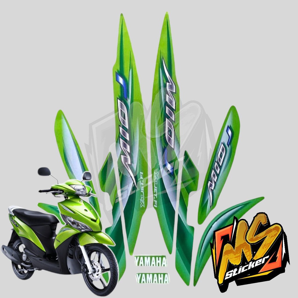 STICKER STIKER POLET LIS STRIPING MOTOR FULL BODY YAMAHA MIO J 2011 WARNA HIJAU