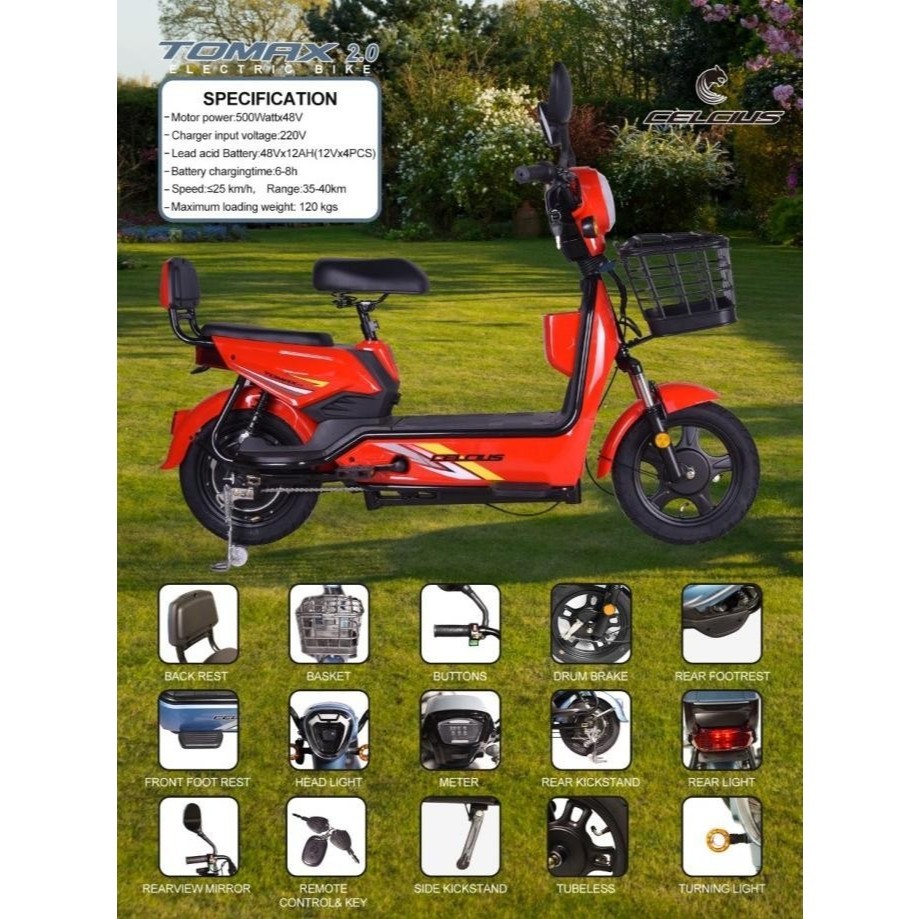 Sepeda Listrik Celcius Tomax 2.0 E Bike Electric 48V 500W NEW - Tomax 2.0 - Garansi Resmi