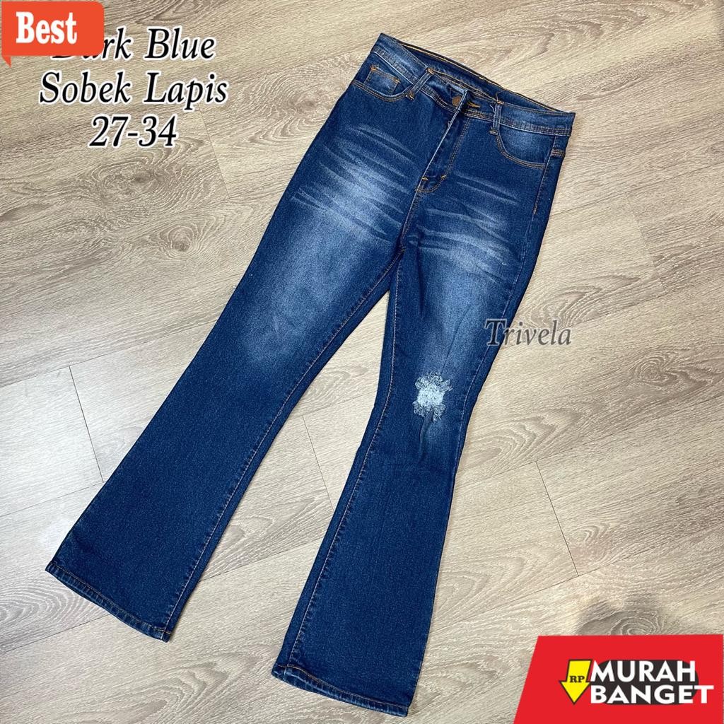 celana cutbray wanita terbaru Cutbray Loose Sobek Lapis Wanita l Celana Jeans Cutbray Wanita l Carla