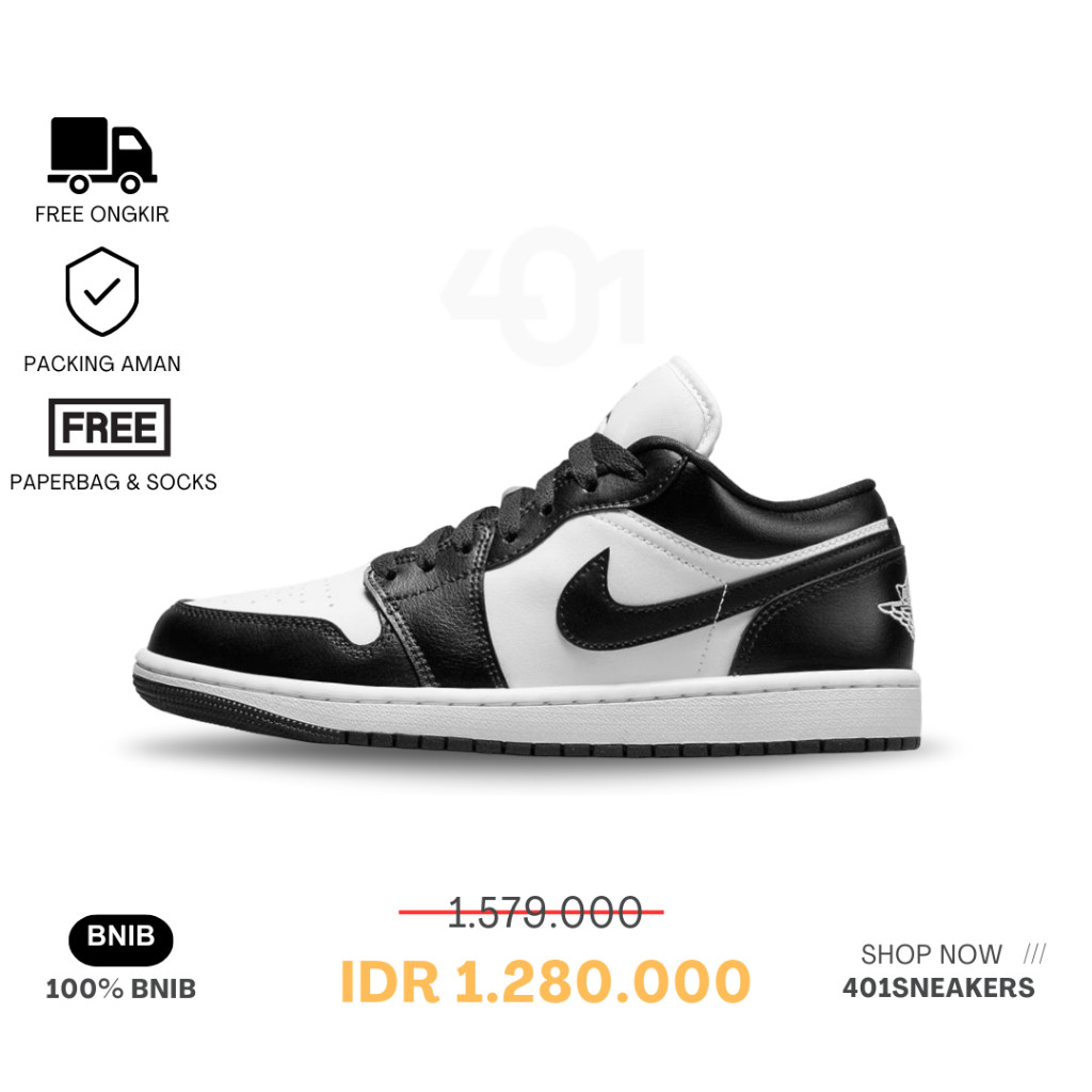 Sneakers Nike Air Jordan 1 Low Black White (Panda) Authentic 100% BNIB