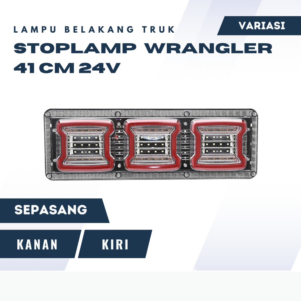 Stoplamp Truk Variasi 24 Volt Model Wrangler LED 1 Set Lampu Stop Rem Belakang Kiri & Kanan untuk Mo