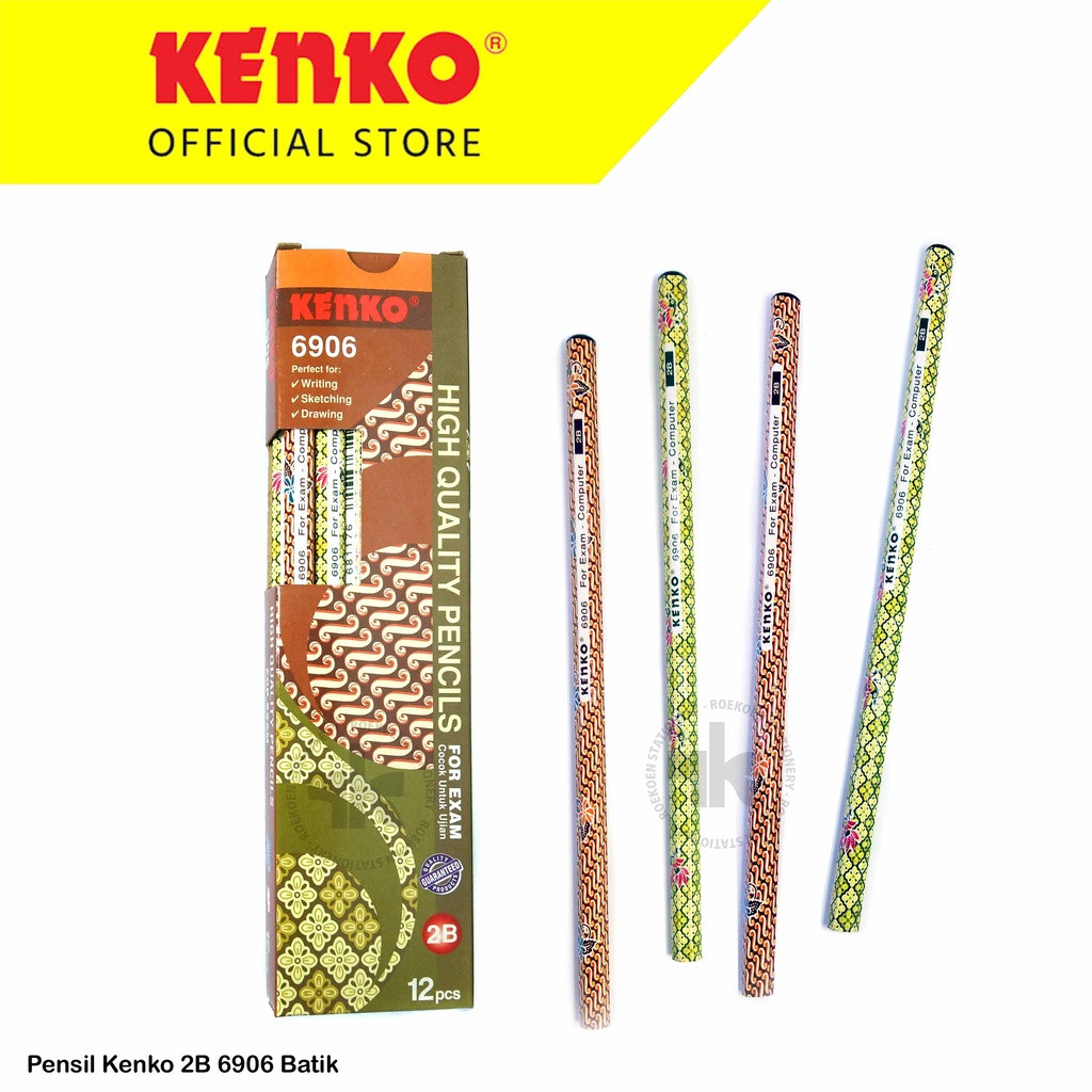 

Kenko Hexagonal Pensil Serut 2B Fancy 6906BTK Batik 1 Box Isi 12