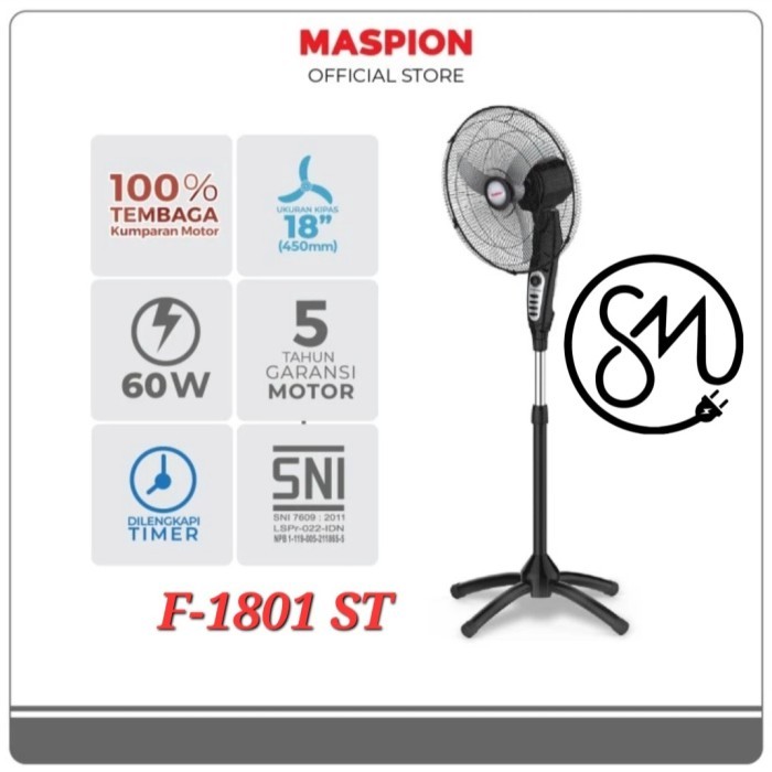 Kipas Angin Maspion F-1801 ST swing 360°