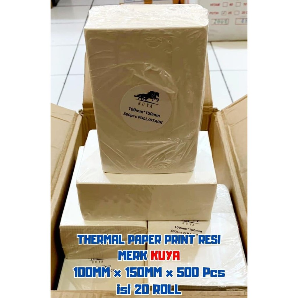 

Kertas Print Thermal Resi Lipat KUYA 100 x 150 isi 500 Lbr Kemasan 1 pack