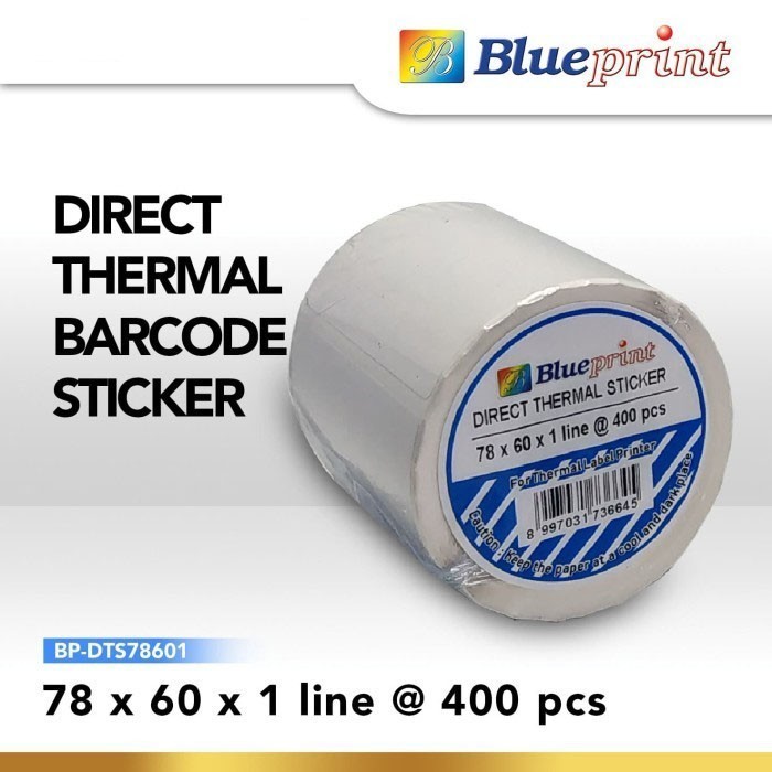 

Blueprint Direct Thermal Sticker Label 78x60 mm 1 Line 78x60 Thermal Sticker 400 pcs DTS JST
